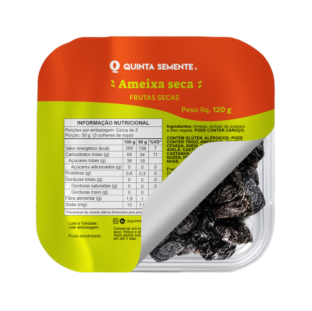 AMEIXA SECA SEM CAROÇO E SEM AÇÚCAR 120G