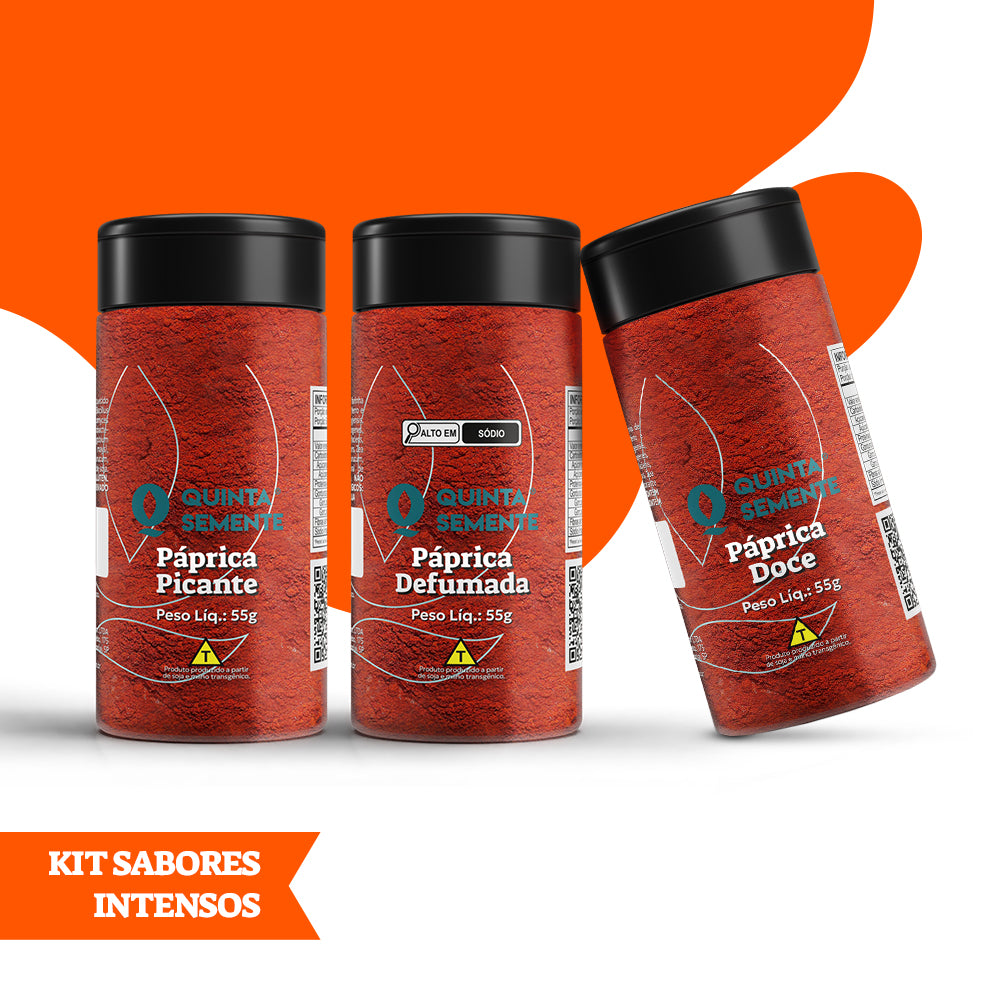 KIT SABORES INTENSOS: PÁPRICA DOCE, DEFUMADA E PICANTE 55G