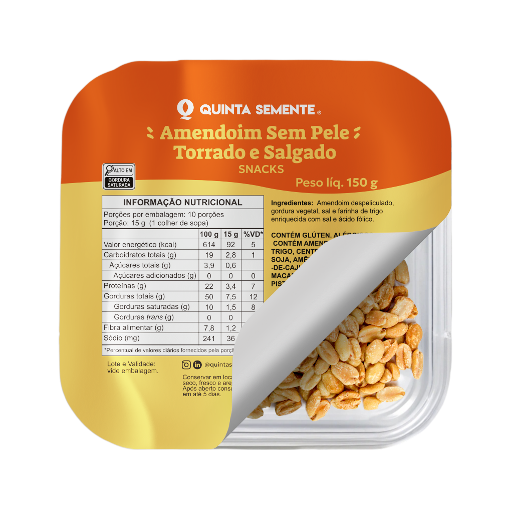 AMENDOIM TORRADO SEM PELE E SALGADO 150G