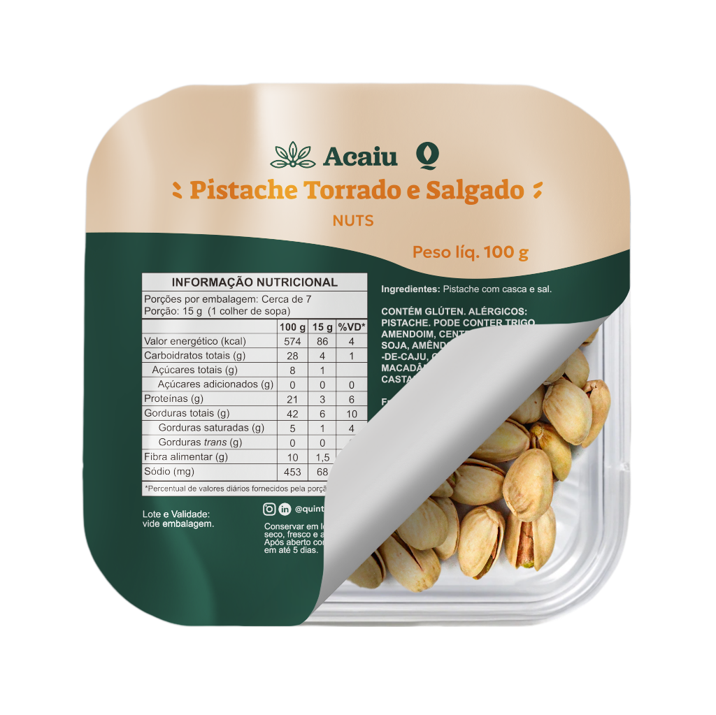 PISTACHE COM CASCA TORRADO E SALGADO 100G