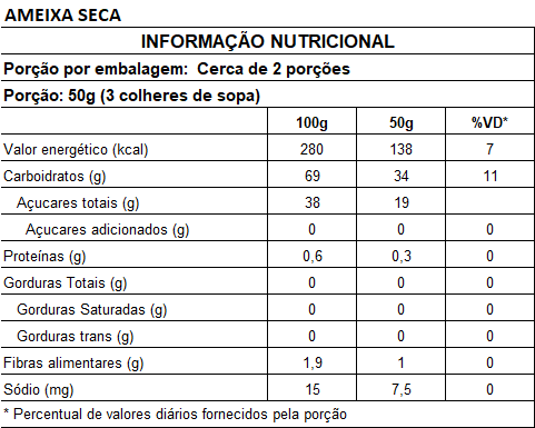 AMEIXA SECA SEM CAROÇO E SEM AÇÚCAR 120G