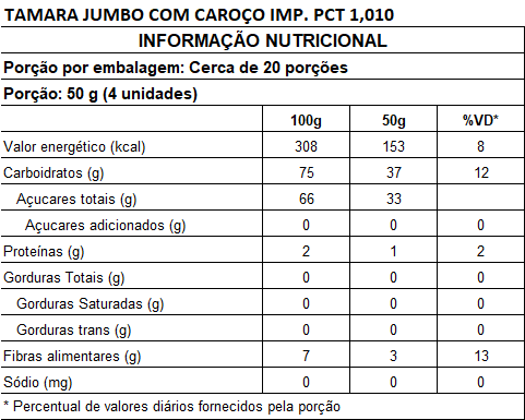 TÂMARA JUMBO COM CAROÇO 1KG