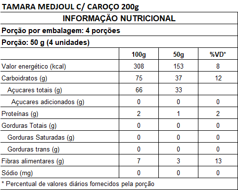 TÂMARA JUMBO COM CAROÇO 200G