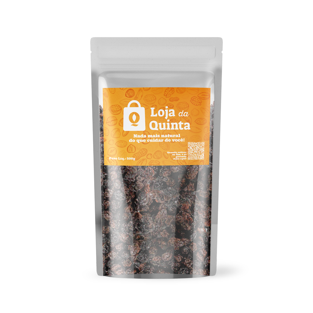 UVA PASSA PRETA SEM SEMENTES 500G