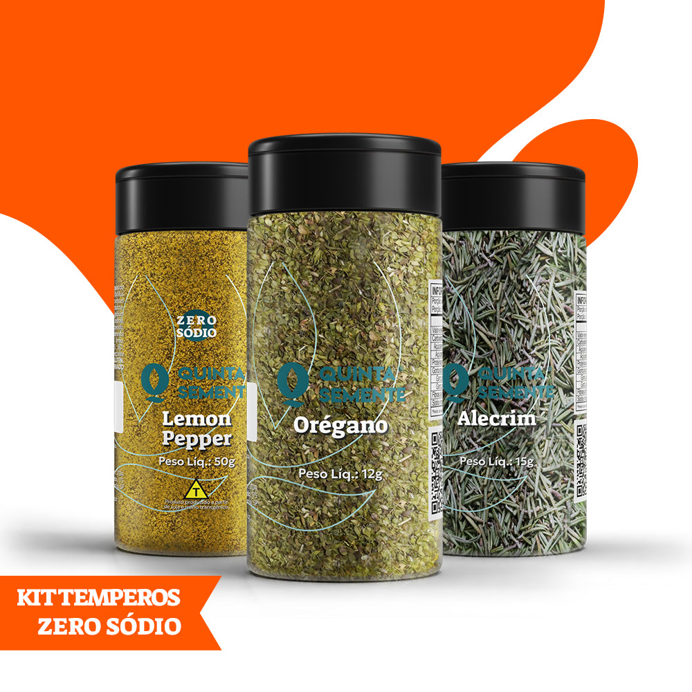 KIT TEMPEROS ZERO SÓDIO: LEMON PEPPER, ORÉGANO E ALECRIM