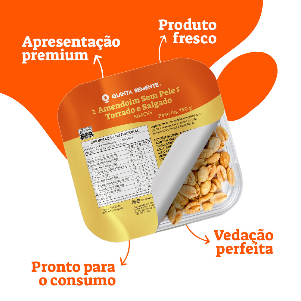 AMENDOIM TORRADO SEM PELE E SALGADO 150G