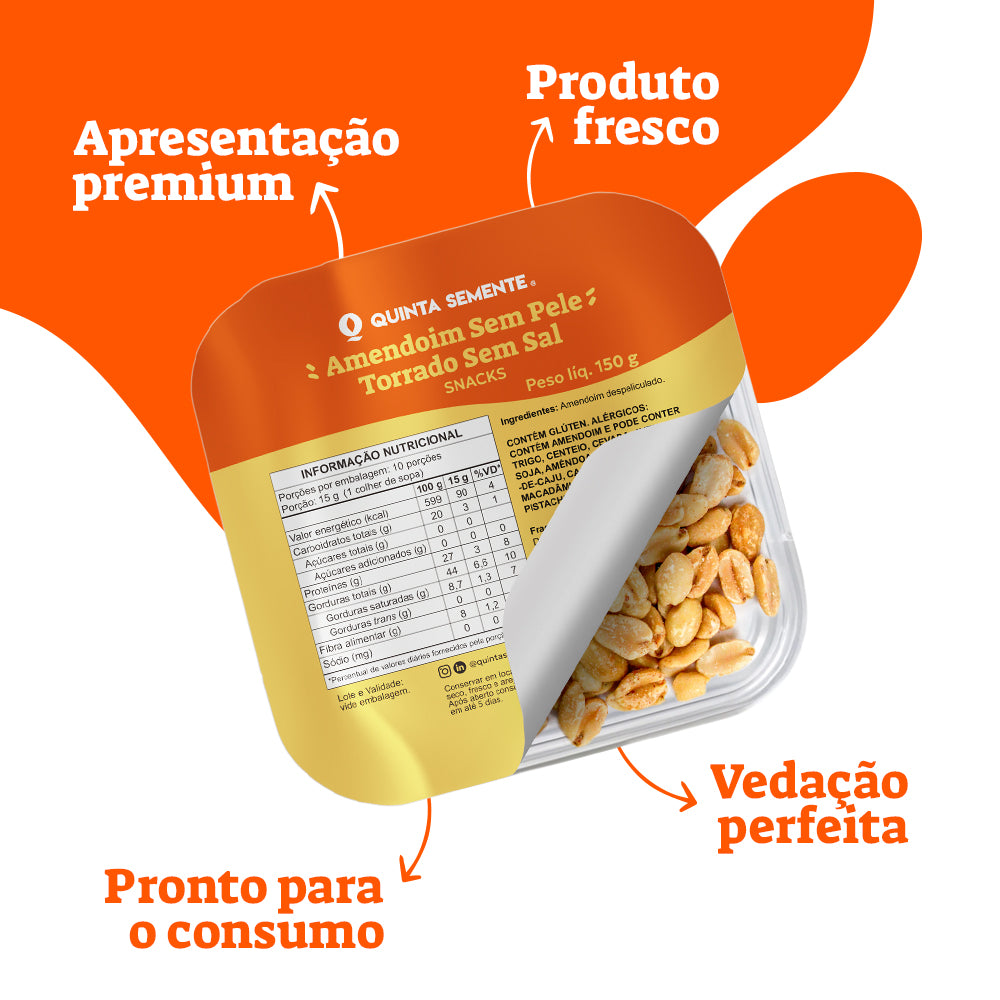 AMENDOIM TORRADO SEM PELE E SEM SAL 150G
