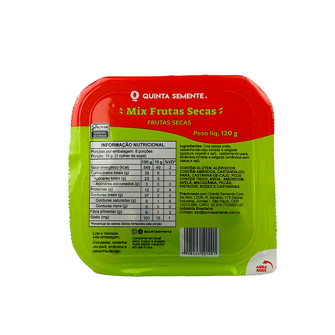 MIX DE FRUTAS SECAS SELECIONADAS 120G